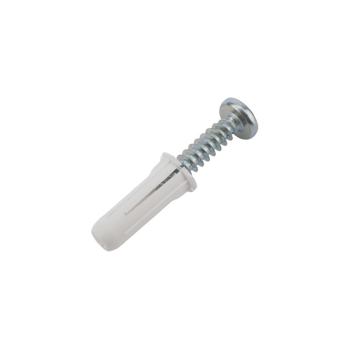 Paquete de 20 taquetes blancos  3/4" y 20 tornillos 8mm x 3/4" (1101-05002)