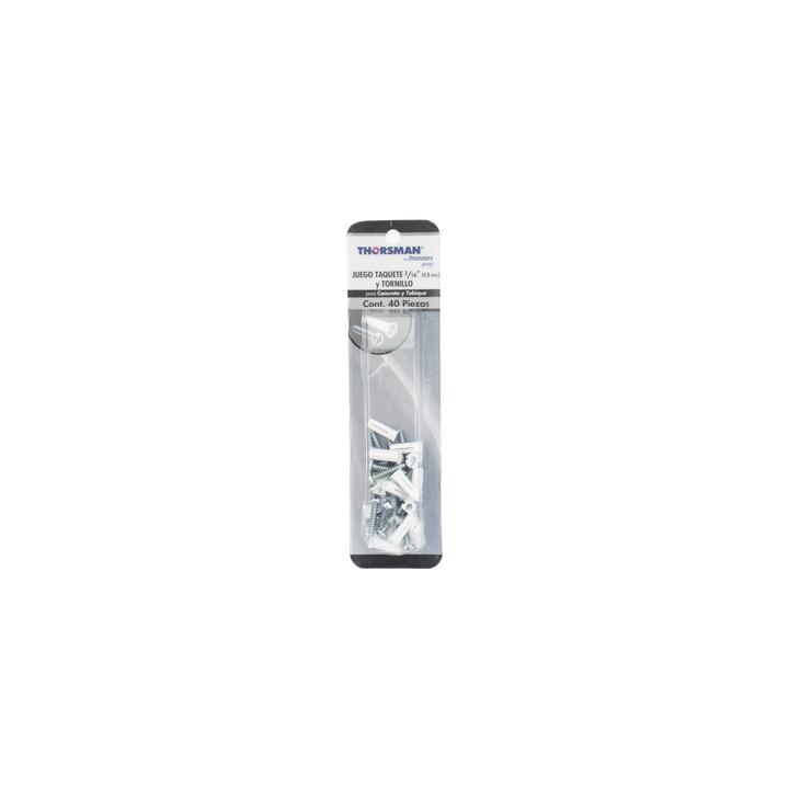 Paquete de 20 taquetes blancos  3/4" y 20 tornillos 8mm x 3/4" (1101-05002)