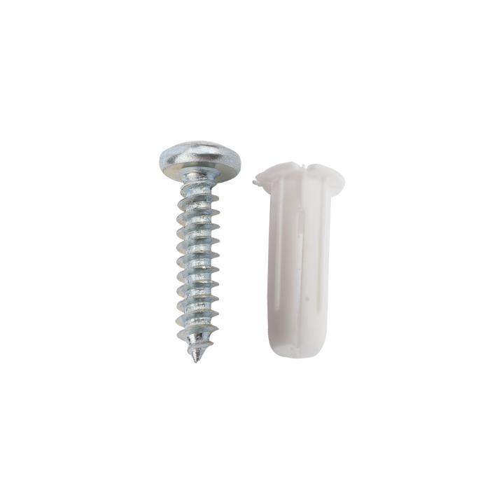 Paquete de 20 taquetes blancos  3/4" y 20 tornillos 8mm x 3/4" (1101-05002)