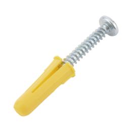 Paquete de 20 taquetes amarillo  1" y 20 tornillos 8mm x 1"