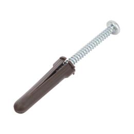 Paquete de 10 taquetes café 1 3/4" y 10 tornillos 10mm x 1 3/4" (1104-05002)