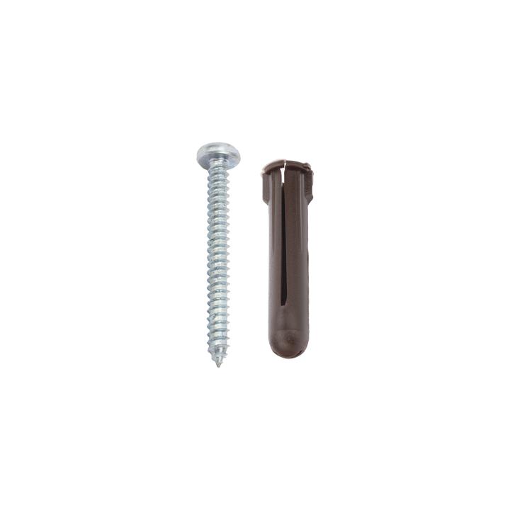 Paquete de 10 taquetes café 1 3/4" y 10 tornillos 10mm x 1 3/4" (1104-05002)