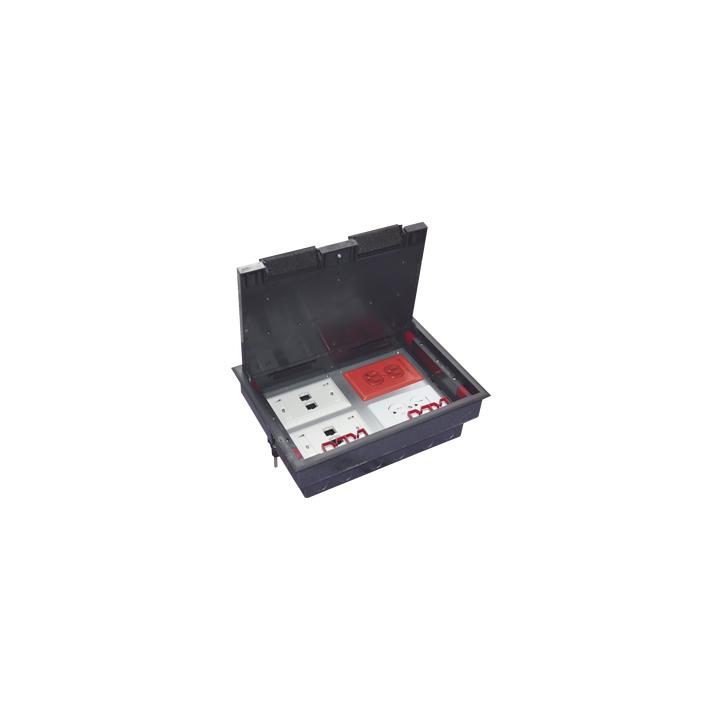 Caja de Piso para Cuatro Módulos Universales (Socket M4), para Alimentación Eléctrica y Redes de Datos (11000-43401)