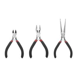 Juego de 3 Mini Pinzas de Corte de 5". Incluye: Pinza de Punta Redonda, Diagonal y Punta de Aguja.