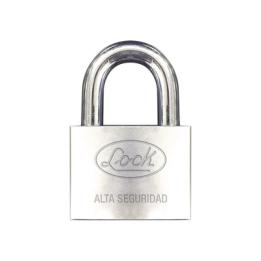 Candado de hierro alta seguridad con llave de disco/ Acabado Cromado/ Llaves Abloy/ Medida de Horquilla 34 mm.