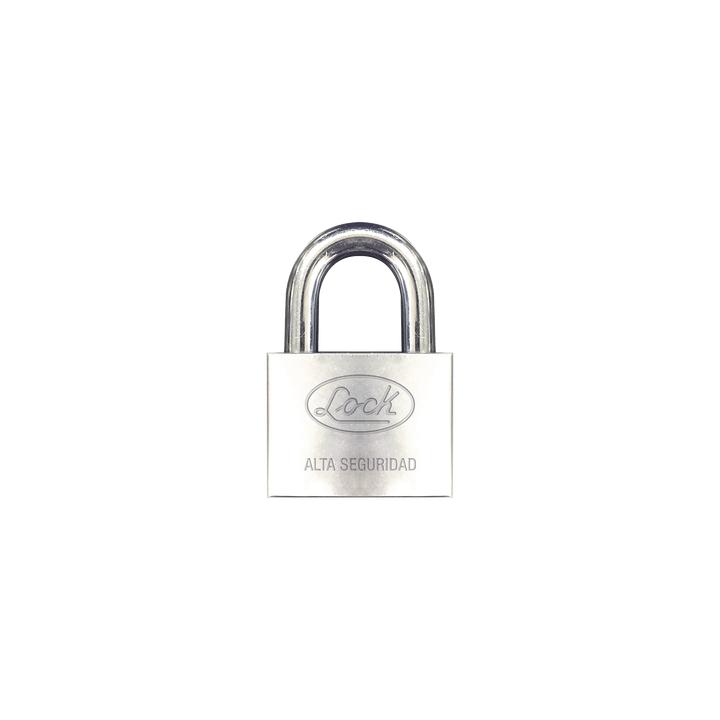 Candado de hierro alta seguridad con llave de disco/ Acabado Cromado/ Llaves Abloy/ Medida de Horquilla 34 mm.