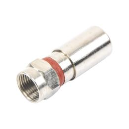 Conector F Macho de Compresión, Metálico para cable RG-6, Cuerpo de Bronce Niquelado.