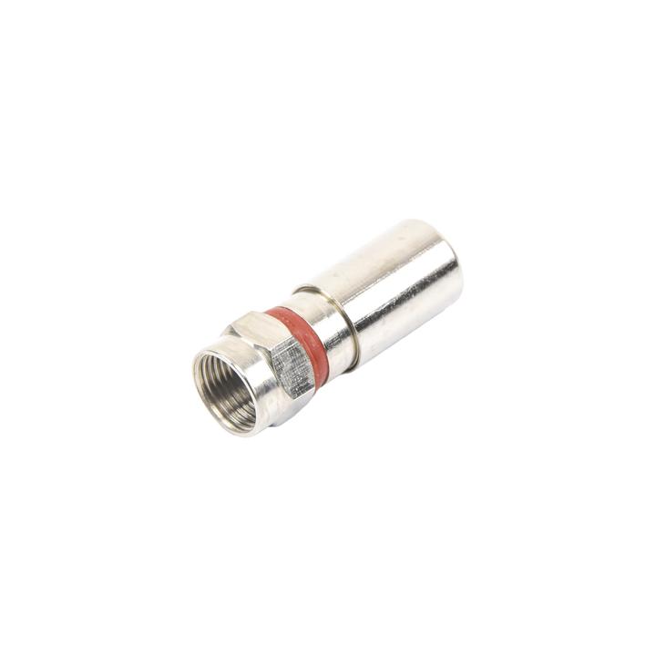 Conector F Macho de Compresión, Metálico para cable RG-6, Cuerpo de Bronce Niquelado.