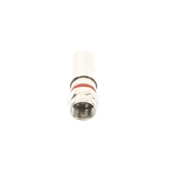 Conector F Macho de Compresión, Metálico para cable RG-6, Cuerpo de Bronce Niquelado.