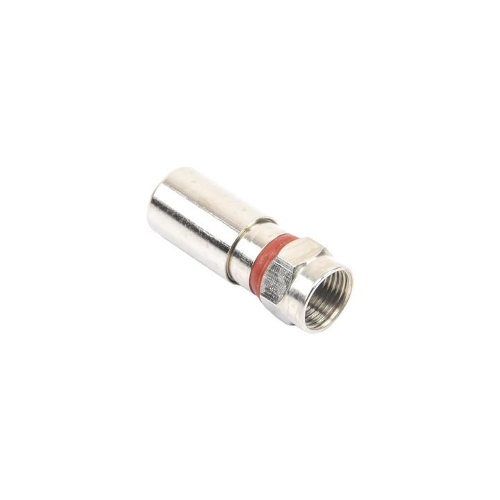 Conector F Macho de Compresión, Metálico para cable RG-6, Cuerpo de Bronce Niquelado.