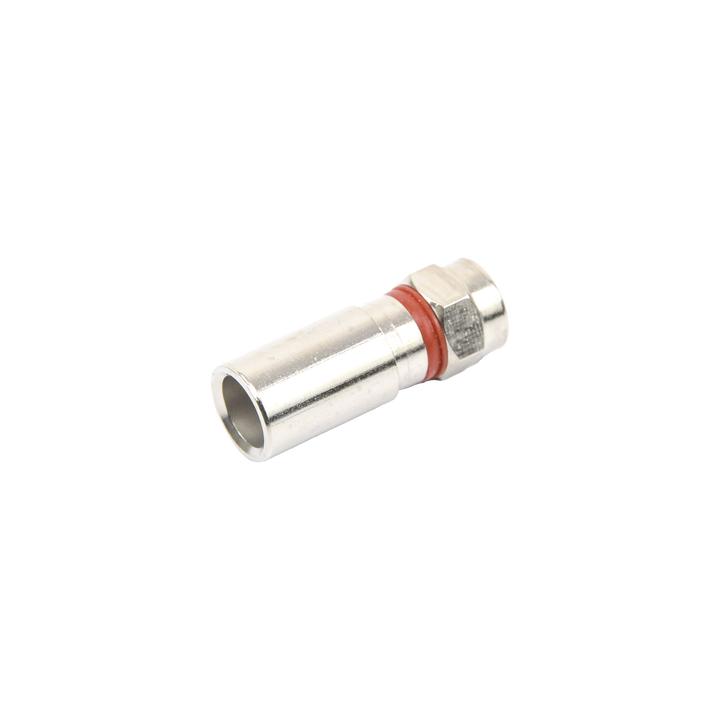 Conector F Macho de Compresión, Metálico para cable RG-6, Cuerpo de Bronce Niquelado.