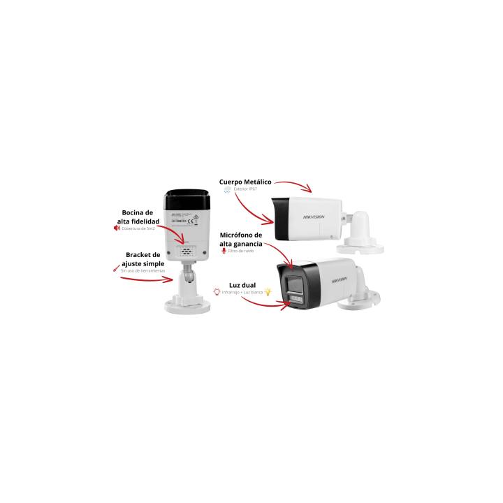 [Audio Bidireccional + Dual Light + ColorVu] Bala TURBOHD 4K (8 Megapixel) / Lente 2.8 mm / 30 mts IR EXIR + 20 mts Luz
