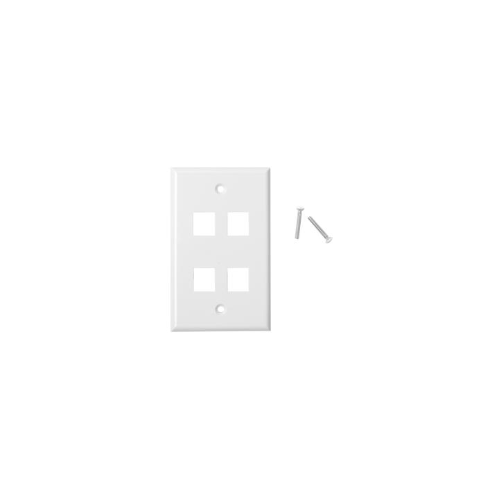 Placa de Pared de 4 Puertos, Keystone, Color Blanco