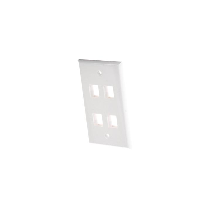 Placa de Pared de 4 Puertos, Keystone, Color Blanco