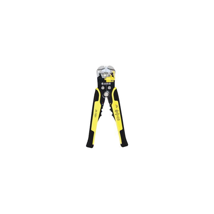 Pinza multifuncional Pelacables, con terminal de pestaña, prensado automático de color amarillo.