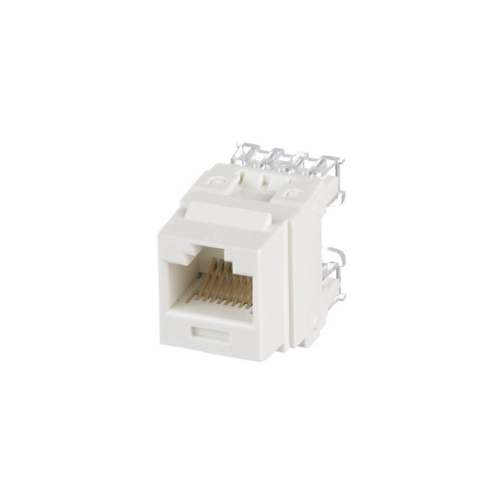 Conector Jack Estilo 110 (de Impacto), Tipo Keystone, Categoría 6, de 8 Posiciones y 8 Cables, Color Blanco Mate
