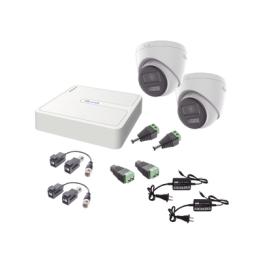 Kit HiLook Audio Bidireccional TurboHD 1080p / DVR 4 Canales / 2 Cámaras Turret (Exterior) con Bocina y Microfóno