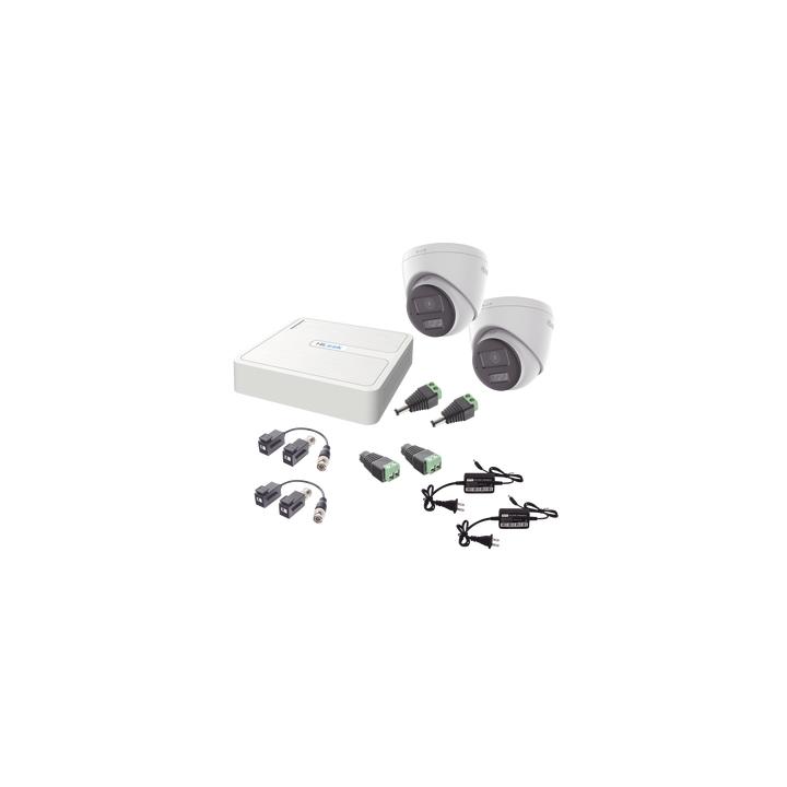 Kit HiLook Audio Bidireccional TurboHD 1080p / DVR 4 Canales / 2 Cámaras Turret (Exterior) con Bocina y Microfóno