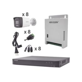 Kit Audio Bidireccional TurboHD 4K-3K / DVR 8 Canales 4K / 8 Cámaras Bala (Exterior) con Bocina y Microfóno Integrado