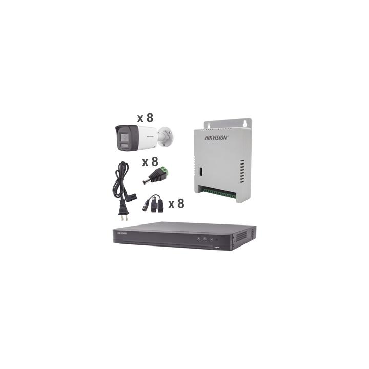 Kit Audio Bidireccional TurboHD 4K-3K / DVR 8 Canales 4K / 8 Cámaras Bala (Exterior) con Bocina y Microfóno Integrado