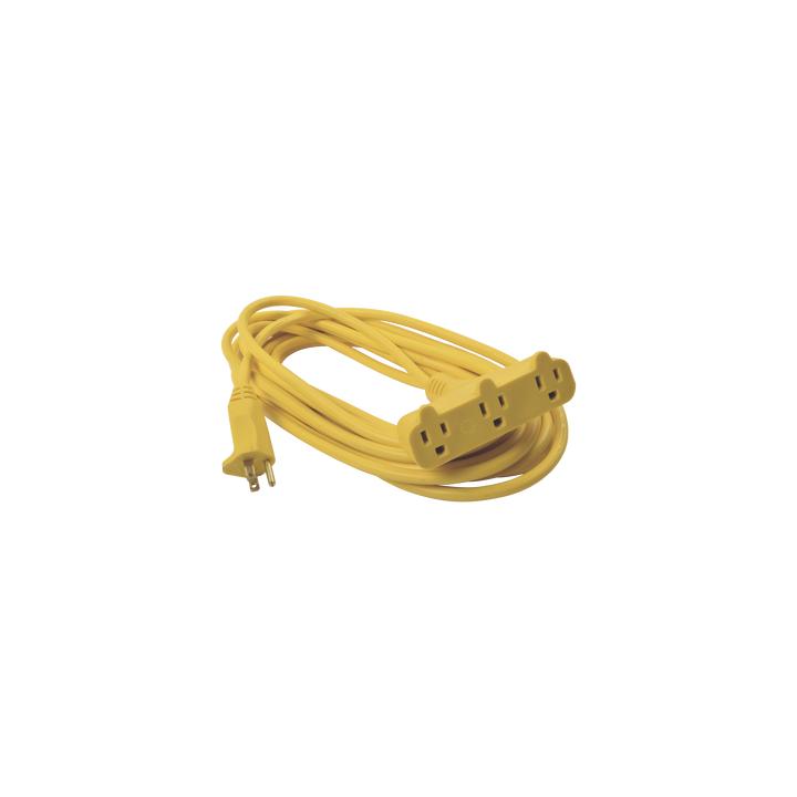 Extensión Eléctrica Tipo Abanico Uso Rudo 8 metros/ 127 V CA - 10 A Máximo / Color Amarilla.