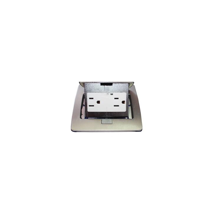 Mini Caja de Piso Rectangular en Acero Inoxidable con 2 Contactos Eléctricos (11000-21201)