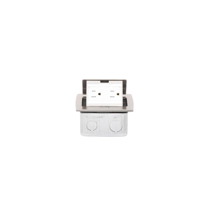 Mini Caja de Piso Rectangular en Acero Inoxidable con 2 Contactos Eléctricos (11000-21201)