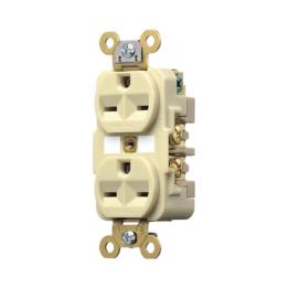 Contacto Dúplex 15 A 250 V / 2 Polos 3 Hilos / Nema 6-15R / Grado Industrial /Color Marfil.
