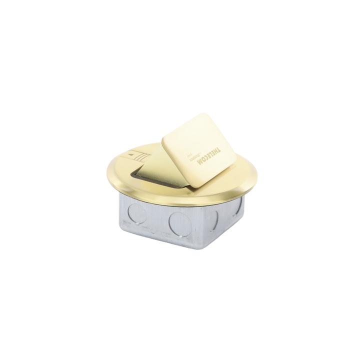 Mini Caja de Piso Redonda para Datos o Conectores Tipo Keystone, Color Bronce (3 Contactos) (11000-12102)