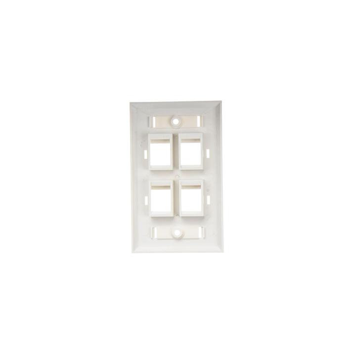 Placa de Pared de 4 Puertos, Keystone, con Espacio para Etiqueta, Color Blanco
