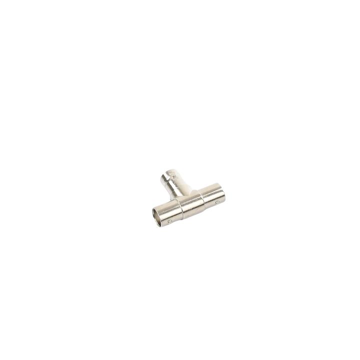 Adaptador en T para 75 Ohm de triple conectores BNC Hembras, Níquel/ Oro/ Teflón.