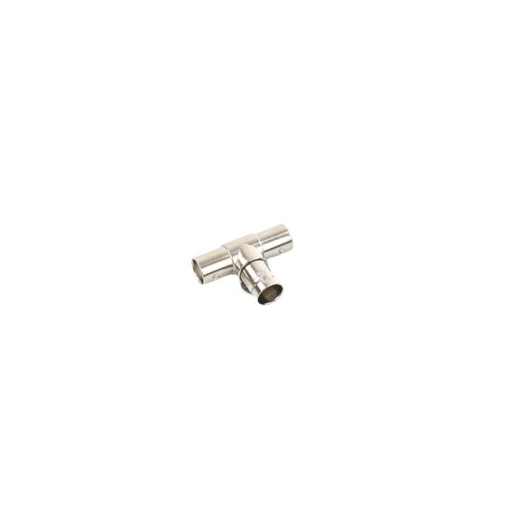 Adaptador en T para 75 Ohm de triple conectores BNC Hembras, Níquel/ Oro/ Teflón.