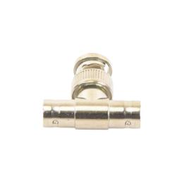 Adaptador en T para 75 Ohm de Conector BNC Macho a Doble BNC Hembra, Níquel/ Oro/ Teflón.