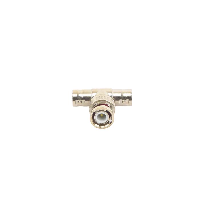 Adaptador en T para 75 Ohm de Conector BNC Macho a Doble BNC Hembra, Níquel/ Oro/ Teflón.