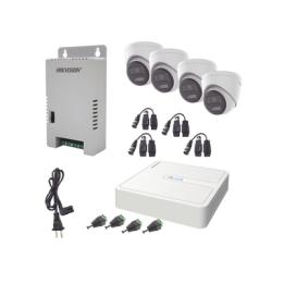 Kit HiLook Audio Bidireccional TurboHD 1080p / DVR 4 Canales / 4 Cámaras Eyeball (Exterior) con Bocina y Microfóno