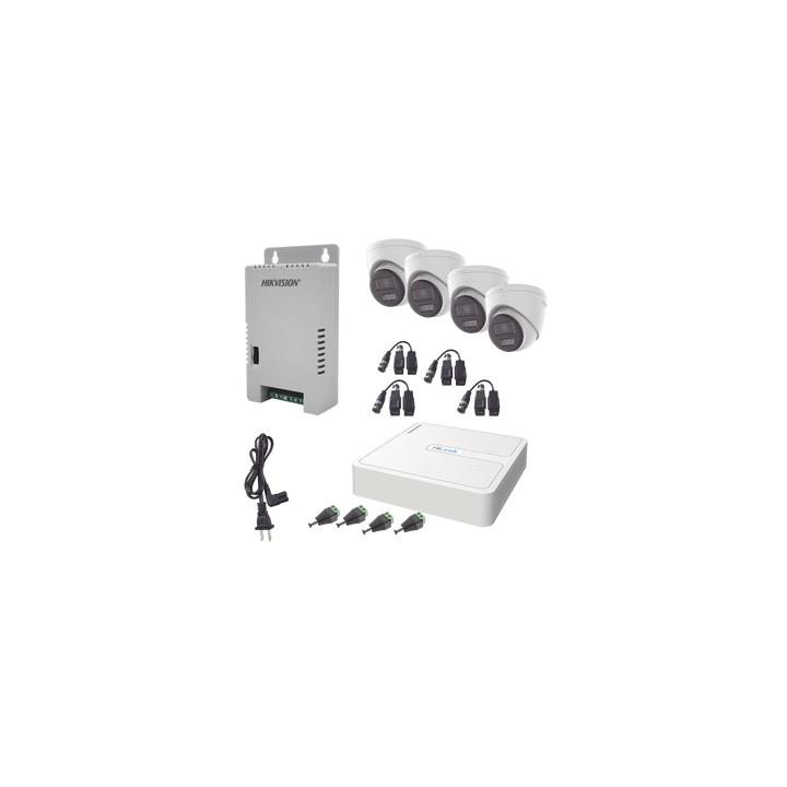 Kit HiLook Audio Bidireccional TurboHD 1080p / DVR 4 Canales / 4 Cámaras Eyeball (Exterior) con Bocina y Microfóno