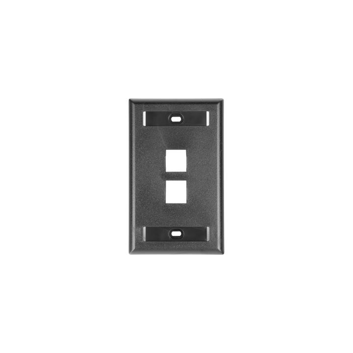 Placa de Pared Vertical, Salida Para 2 Puertos Keystone, Con Espacios Para Etiquetas, Color Negro
