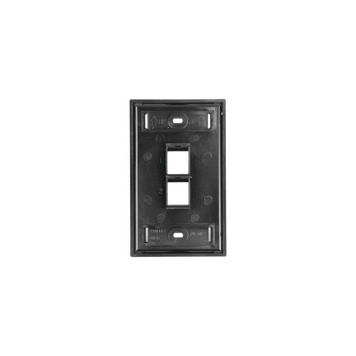 Placa de Pared Vertical, Salida Para 2 Puertos Keystone, Con Espacios Para Etiquetas, Color Negro
