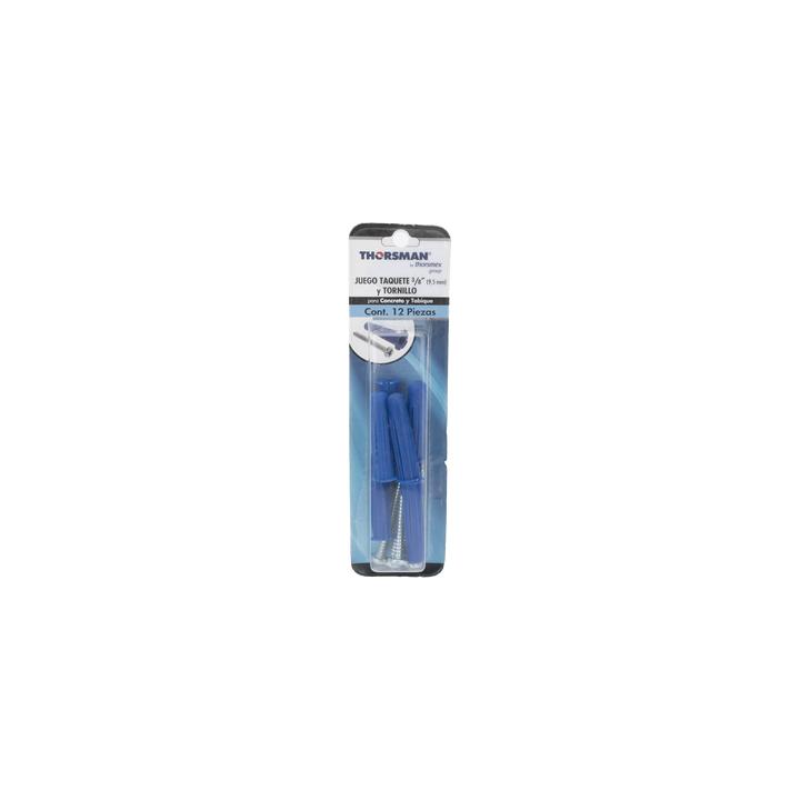 Paquete de 6 taquetes azul 2" y 6 tornillos 12mm x 2" (1105-05002)