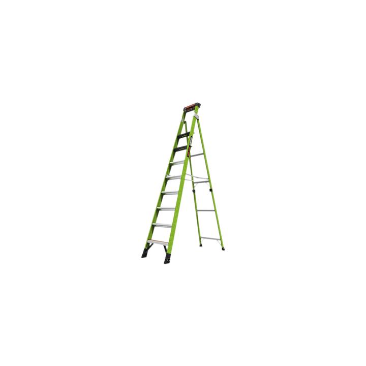 Escalera de 3.05 m Capacidad máxima de 170 Kg, inclinada, de fibra de vidrio con almohadilla de pared giratoria.