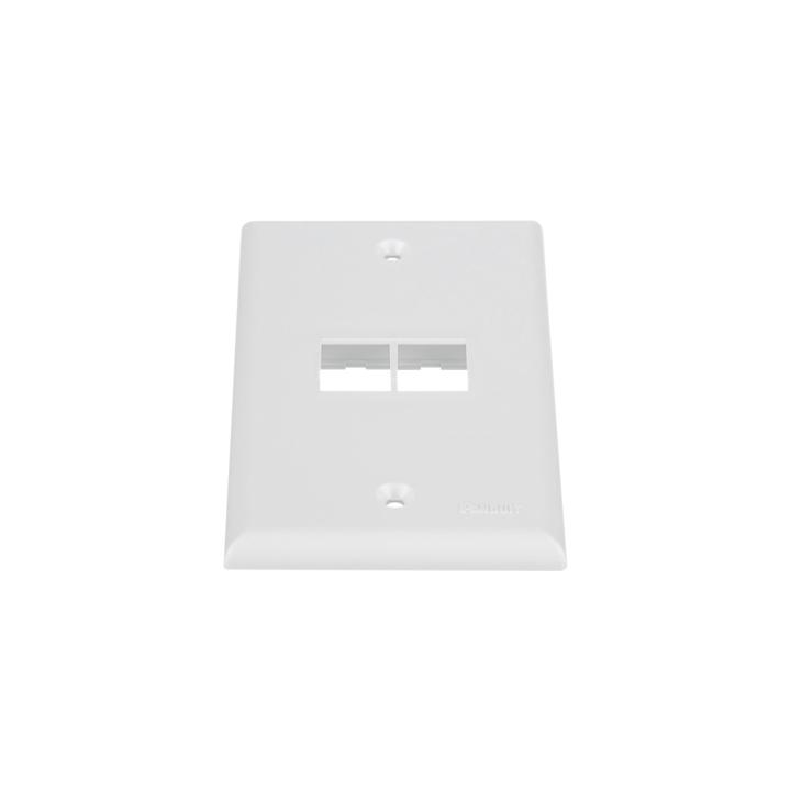 Placa de Pared Vertical, Salida Para 2 Puertos Keystone, Color Blanco