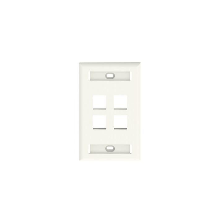 Placa de Pared Vertical, Salida Para 4 Puertos Keystone, Con Espacios Para Etiquetas, Color Blanco Mate
