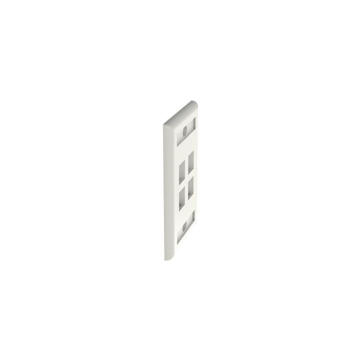 Placa de Pared Vertical, Salida Para 4 Puertos Keystone, Con Espacios Para Etiquetas, Color Blanco Mate