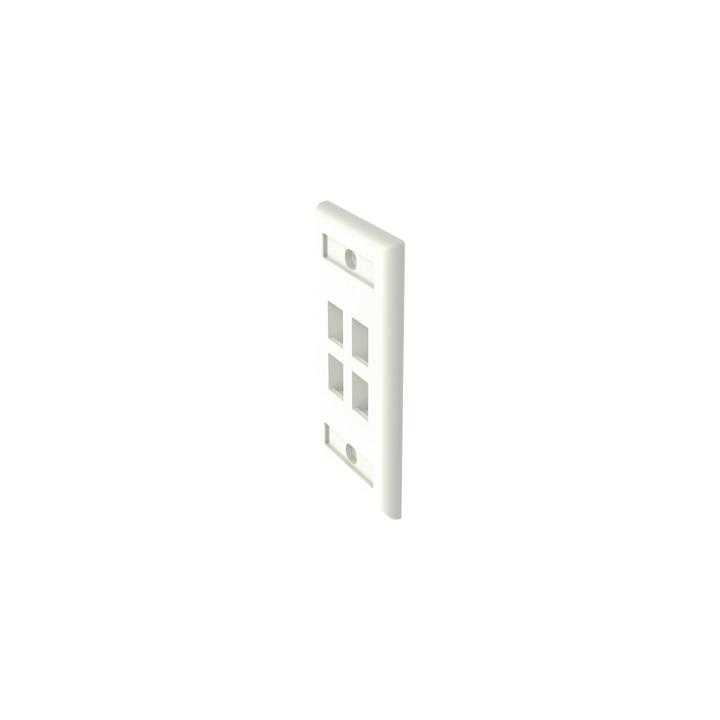 Placa de Pared Vertical, Salida Para 4 Puertos Keystone, Con Espacios Para Etiquetas, Color Blanco Mate