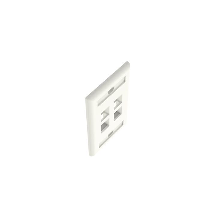 Placa de Pared Vertical, Salida Para 4 Puertos Keystone, Con Espacios Para Etiquetas, Color Blanco Mate