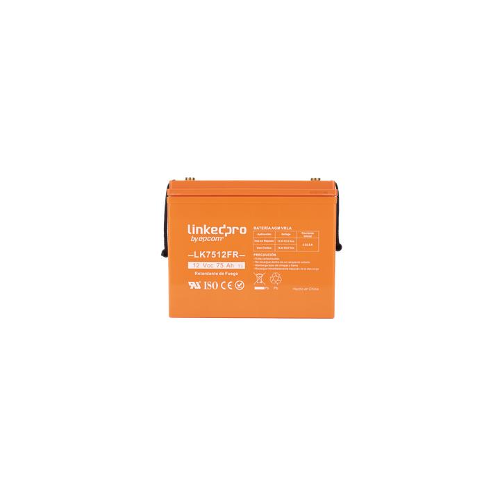 Batería 12 V / 75 Ah / UL / Tecnología AGM-VRLA / Vida útil promedio de 5 años / Retardo a la flama / Para uso en