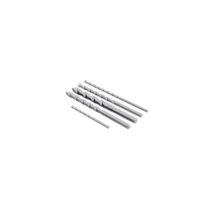 Juego de 5 Pzas. de Broca para Concreto, Zanco Recto (3/16", 1/4", 5/16", 3/8" y 1/2").