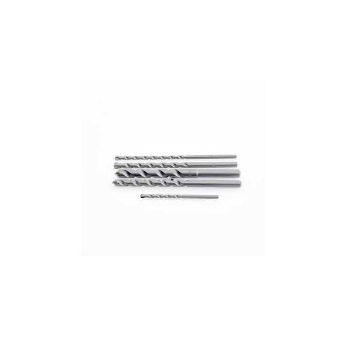 Juego de 5 Pzas. de Broca para Concreto, Zanco Recto (3/16", 1/4", 5/16", 3/8" y 1/2").