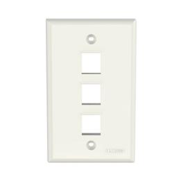 Placa de Pared Vertical, Salida Para 3 Puertos Keystone, Color Blanco Mate