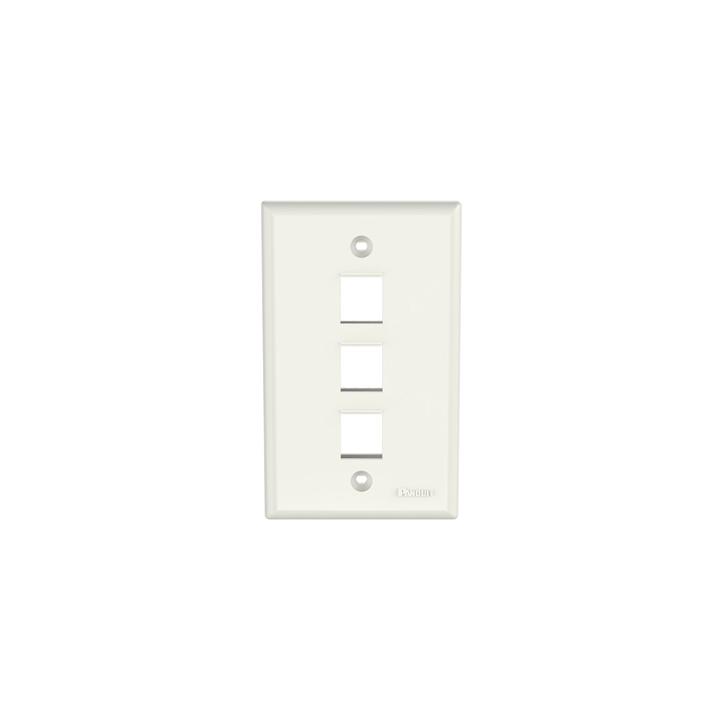 Placa de Pared Vertical, Salida Para 3 Puertos Keystone, Color Blanco Mate